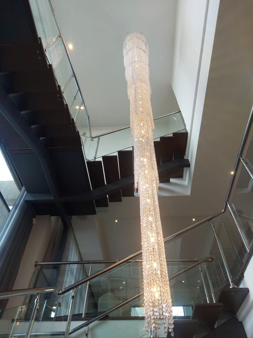 Bespoke luxury crystal chandelier 10 meters long Fjord.